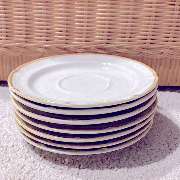 Vintage Set of 7 “The Classics” Stoneware Saucers by Hearthside Dessert Plate 6" - Picture 5 of 10